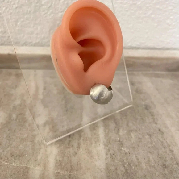 925 Sterling Silver Matte Ball Earrings Sphere Round Huggie Earrings - Picture 4 of 10